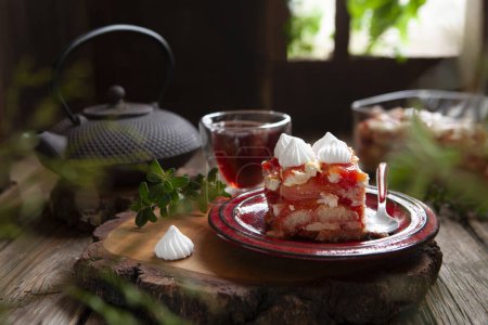 Photo for Sweet fresh homemade tiramisu dessert with blood orange confit - Royalty Free Image