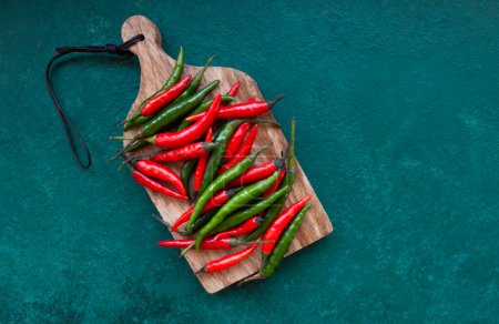 Photo for Fresh spicy chili peppers top view - Royalty Free Image