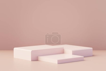 Téléchargez les photos : 3d géométrie podium fond rose pastel pour la présentation du produit. Rendu 3d. - en image libre de droit