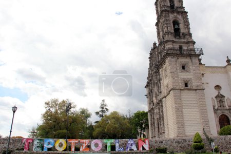 Photo for Tepotzotlan, State of Mexico, Mexico - Jul 12 2023: Magical Mexican town with colonial streets, National Museum of the Viceroyalty and a large plaza surrounded by shops and restaurants - Royalty Free Image
