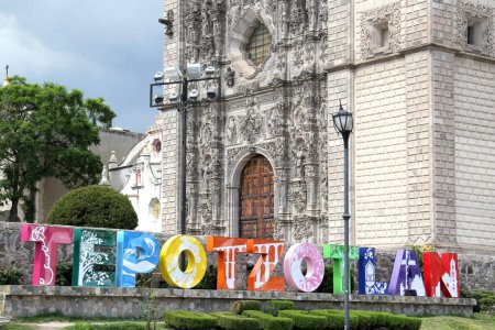 Photo for Tepotzotlan, State of Mexico, Mexico - Jul 12 2023: Magical Mexican town with colonial streets, National Museum of the Viceroyalty and a large plaza surrounded by shops and restaurants - Royalty Free Image