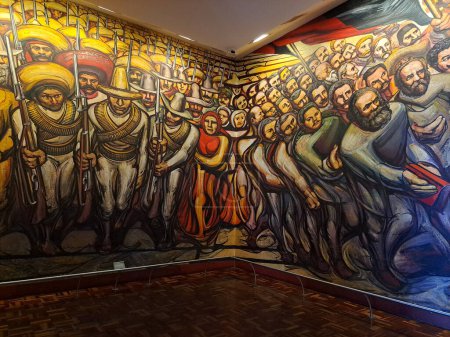 Photo for Mexico City, Mexico - August 9, 2023: Mural From Porfirismo to the Revolution by painter David Alfaro Siqueiros inside the National Museum of History, Chapultepec Castle - Royalty Free Image