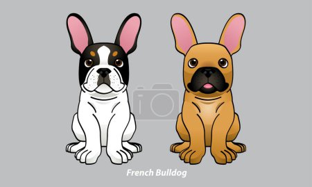 Illustration for Vector of a cute French Bulldog. With 2 color options. Vector. - Royalty Free Image