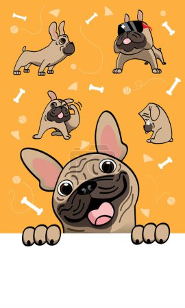 Illustration for Vector of a cute French Bulldog. With other pose options. Vector. - Royalty Free Image