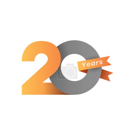 Illustration for 20 years label in modern color gradient and minimalist style - Royalty Free Image