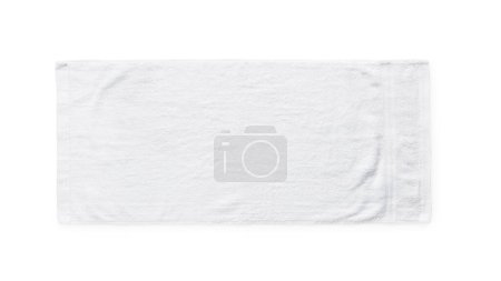 A white towel placed on a white background. View from directly above.