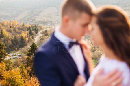 Photo for A beautiful romantic couple on an important day for them in nature outside the city. The concept is love, romance, tenderness - Royalty Free Image