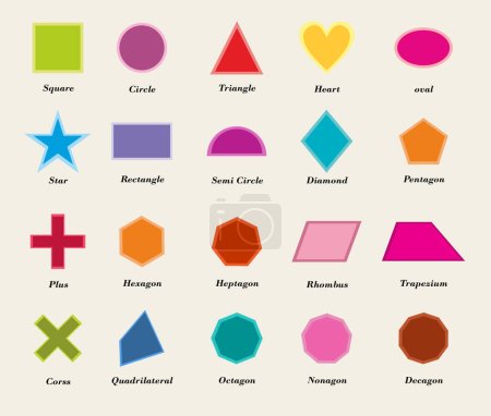 Ilustración de Free vector colorful flat geometric shapes set vector - Imagen libre de derechos