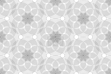 Illustration for Seamless Pattern Design mandala of Sacred Geometry background. Round geometric arabesque, Textile Oriental ornament. Abstract flowers symbol, vector texture for web and print isolated on white - Royalty Free Image