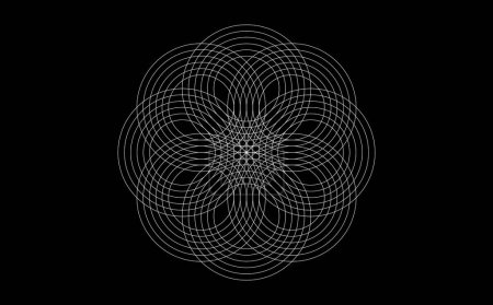 Illustration for Design mandala of Sacred Geometry. Round geometric arabesque, Oriental ornament. Abstract flower symbol, vector template for web and print isolated on black background - Royalty Free Image
