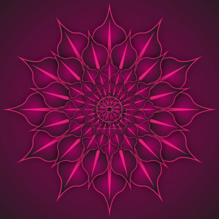 Illustration for Purple Lotus Flower mandala, seventh chakra Sahasrara logo template. Crown chakra symbol, sacral sign meditation, yoga  luxury round floral icon. Vector isolated on violet background - Royalty Free Image