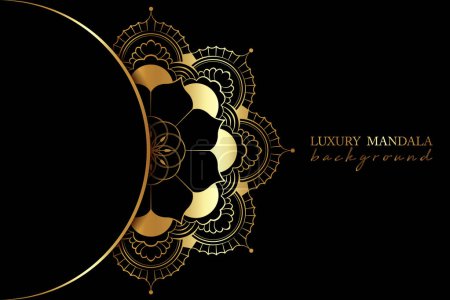 Photo for Luxury Mandala with beautiful vintage circular pattern of indian. Round gold floral decoration on red color, vector illustration isolated on black background - Royalty Free Image