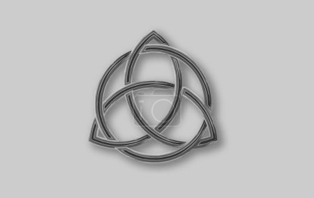 Photo for Triquetra geometric logo, Trinity Knot, Wiccan symbol for protection. Vector Celtic knot in watercolor style isolated on gray background. Wicca divination symbol, ancient occult sign - Royalty Free Image