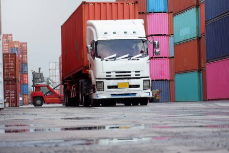 Logistic cargo semi-trailer in port