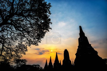 Beautiful sunset over Wat Chaiwatthanaram in Ayutthaya, Thailand