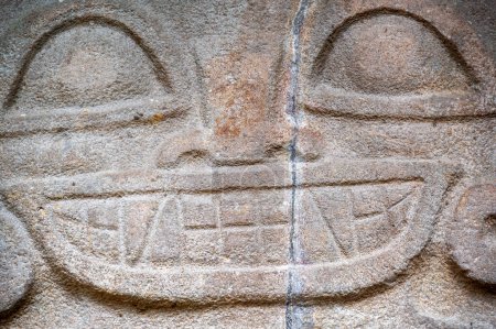 Closeup view of an ancient statue in San Agustin, Colombia