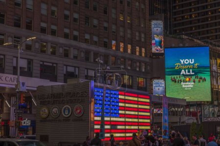 Photo for Beautiful view of Time Square Armed Forces recruiting station in Broadway in night. New York. USA. 09.22.2022. - Royalty Free Image