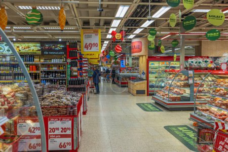 Photo for Interior view of ICA supermarket. Europe. Sweden. Uppsala. 12.14.2022. - Royalty Free Image