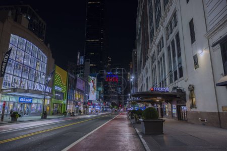 Photo for Beautiful night view of 34th Street in New York with a glimpse of the famous Macy's store. New York. USA. - Royalty Free Image
