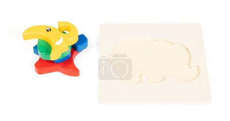 Photo for Elephant puzzle pieces for a toddler, isolated - Royalty Free Image