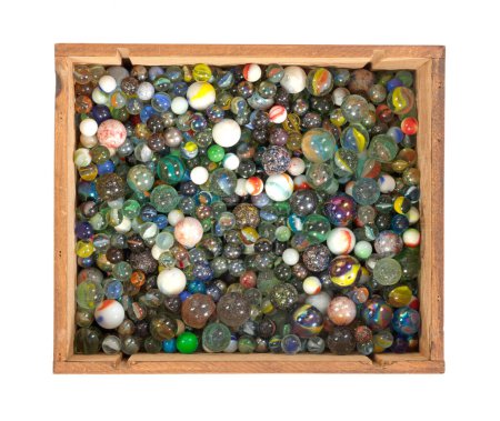 Collection of old glass marbles, isolated on white