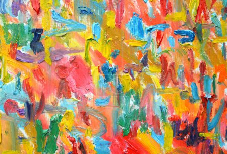 Color of lifes. Expressionist mood, texture Brush paint drawn vivid colorful oil on canvas.