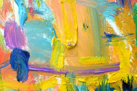 Foto de Color de la vida. Ambiente expresionista, textura Pintura de pincel dibujado vívido óleo colorido sobre lienzo. - Imagen libre de derechos