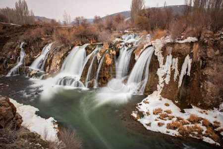 Photo for Muradiye Waterfall in Muradiye District. Van, Turkey. Beautiful waterfall landscape on winter. Waterfall is a natural wonder near Van Lake. - Royalty Free Image