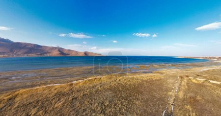Photo for Van Lake landscape in Van, Turkey. Beautiful like view with drone shot. Lake Van is the largest lake in Turkey. - Royalty Free Image
