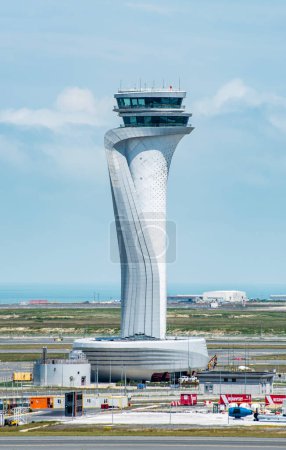 Photo for Istanbul, Turkey - June 3, 2023: Air Traffic Control Tower of Istanbul Airport. View of international Istanbul New Airport. - Royalty Free Image