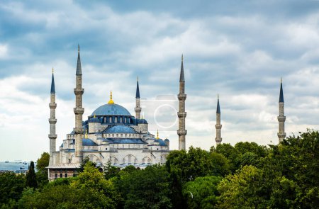 Photo for The Blue Mosque in Istanbul, Turkey. (Sultanahmet Camii). Only mosque in Istanbul with six minarets. - Royalty Free Image