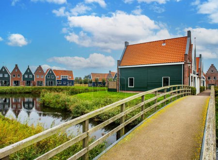 Photo for Volendam town in Holland. Beautiful colored houses in Volendam. - Royalty Free Image