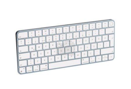 Photo for Istanbul, Turkey - December 7, 2023: Apple Magic Q (qwerty) Keyboard. Magic Keyboard with Touch ID for Mac models. - Royalty Free Image