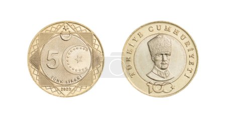 Photo for 5 Turkish Lira. 5 TL. Turkish Lira coin isolated on white background. Coin of Turkey. - Royalty Free Image