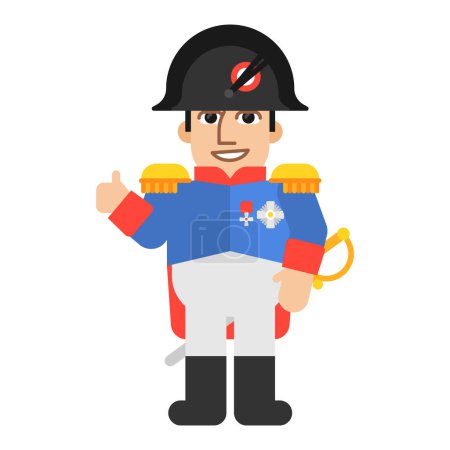 Illustration for Napoleon Bonaparte showing thumbs up and smiling. Funny character. Vector Illustration - Royalty Free Image