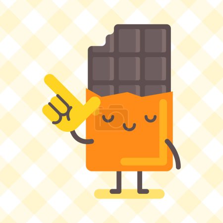 Ilustración de Carácter de chocolate señalando con el dedo. Un personaje gracioso. Ilustración vectorial - Imagen libre de derechos