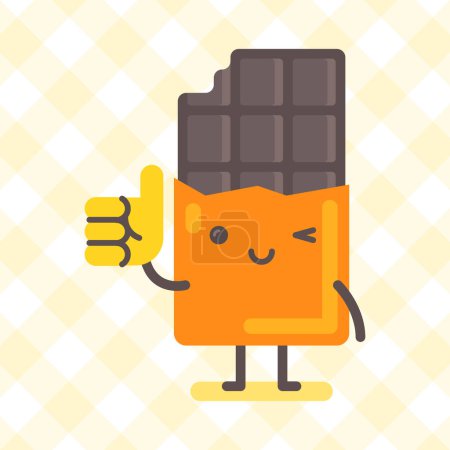 Ilustración de Personaje de chocolate mostrando pulgares hacia arriba y guiñando un ojo. Un personaje gracioso. Ilustración vectorial - Imagen libre de derechos