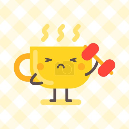 Illustration for Cup character holding dumbbell. Funny character. Vector Illustration - Royalty Free Image