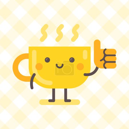 Illustration for Cup character showing thumbs up and smiling. Funny character. Vector Illustration - Royalty Free Image