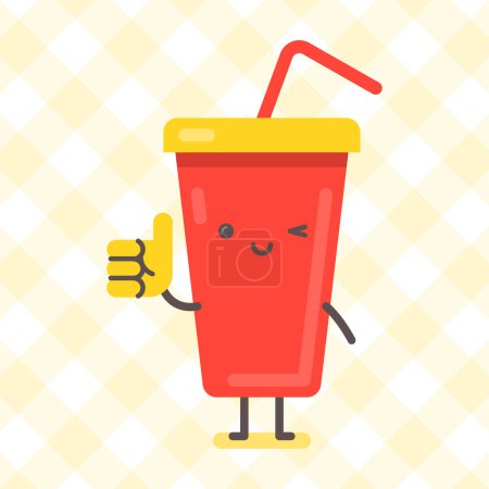 Illustration for Drink character showing thumbs up and smiling. Funny character. Vector Illustration - Royalty Free Image