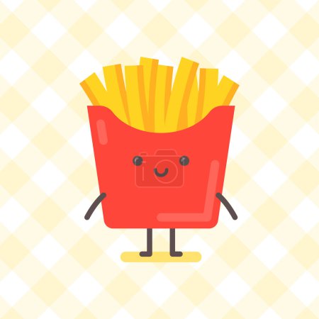 Illustration for French fries character standing and smiling. Funny character. Vector Illustration - Royalty Free Image