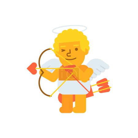 Illustration for Cupid three quarters shoots bow and smiles. Vector Illustration - Royalty Free Image