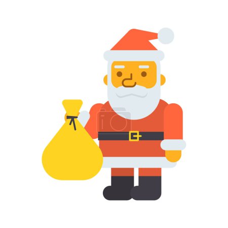 Illustration for Santa three quarters holding bag gifts. Vector Illustration - Royalty Free Image