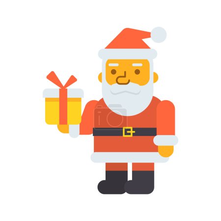 Illustration for Santa three quarters holding gift box. Vector Illustration - Royalty Free Image