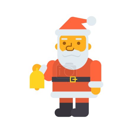 Téléchargez les illustrations : Père Noël trois quarts tenant cloche. Illustration vectorielle - en licence libre de droit