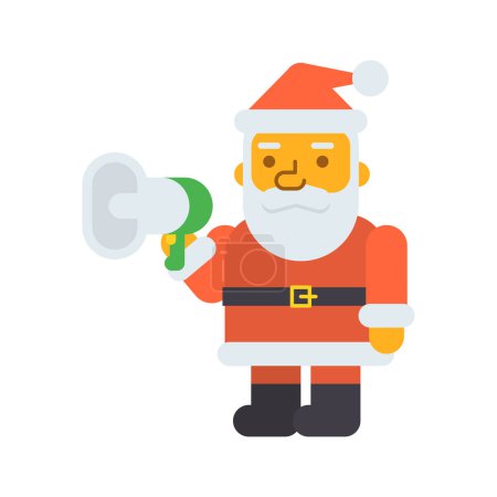 Téléchargez les illustrations : Père Noël trois quarts tenant un mégaphone. Illustration vectorielle - en licence libre de droit