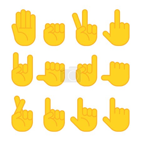 Illustration for Hand gestures icons set. Vector icons - Royalty Free Image