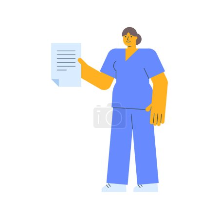 Téléchargez les illustrations : Infirmière tenant le document et souriant. Illustration vectorielle - en licence libre de droit