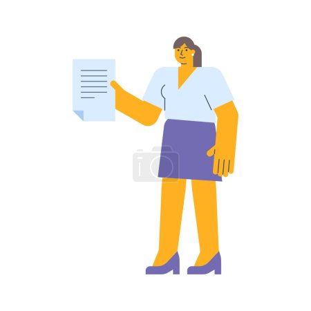 Téléchargez les illustrations : Femme d'affaires tenant le document et souriant. Illustration vectorielle - en licence libre de droit