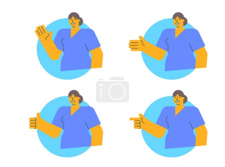 Ilustración de Nurse vector icons set part one. Vector character - Imagen libre de derechos